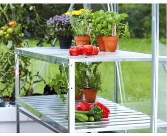 Mesa de aluminio con estante extra 52 x 120 cm.