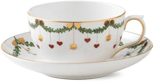 Royal Copenhagen Stjerne Riflet Navidad taza y platillo - 32 cl