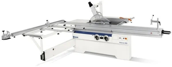 SCM Sierra circular, SI 400 NOVA con hoja inclinable y mesa deslizante.